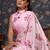 Rose floral printed satin saree
