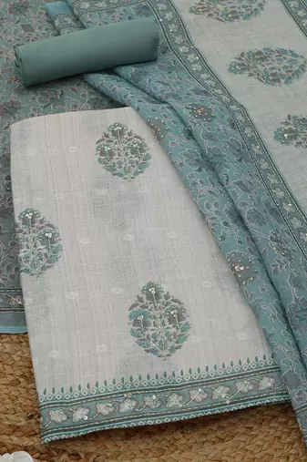 printed linen unstitched dress material