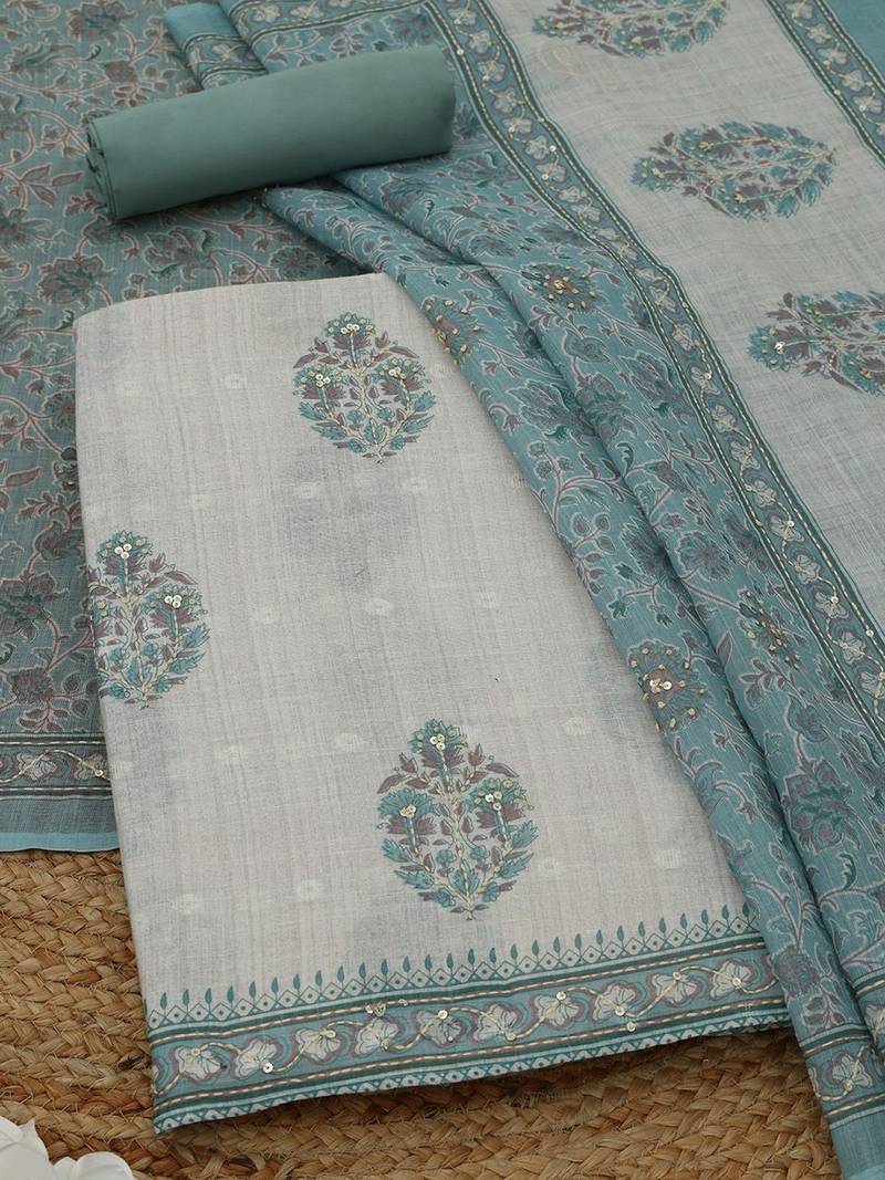 printed linen unstitched dress material