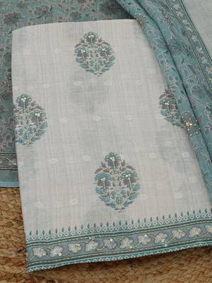 printed linen unstitched dress material 2