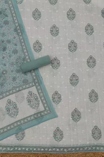 printed linen unstitched dress material
