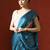 Blue embellished sequinned saree with blouse