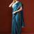 Blue embellished sequinned saree with blouse