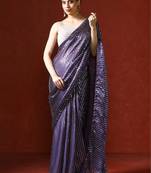 Purple embellished sequinned saree with blouse
