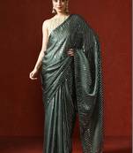 Green embellished sequinned saree with blouse