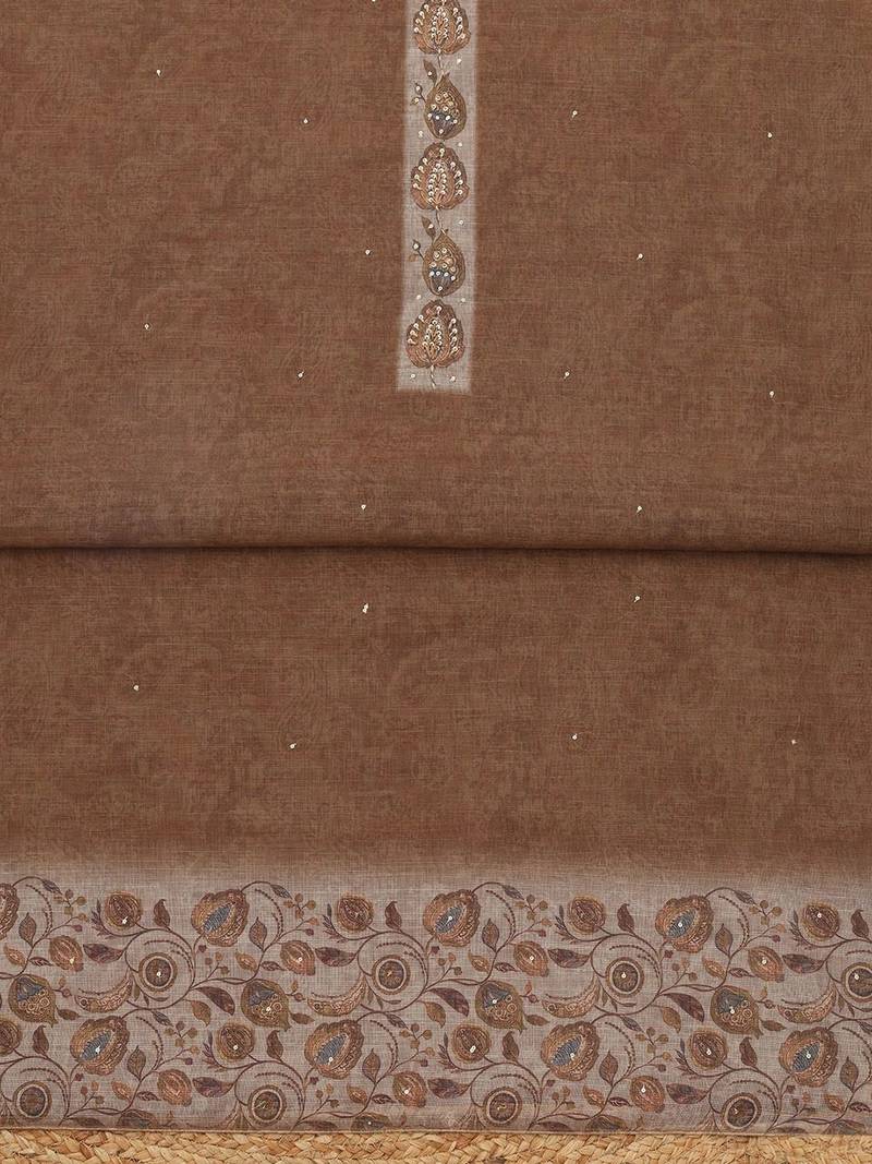 printed linen unstitched dress material