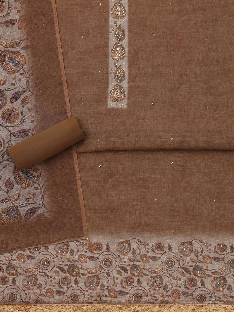 printed linen unstitched dress material