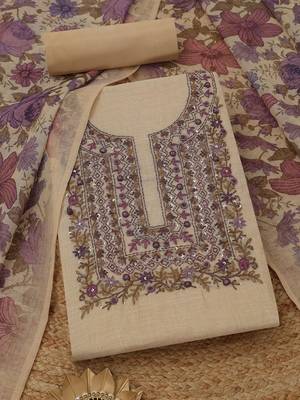 embroidered linen unstitched dress material 2
