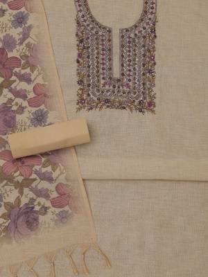embroidered linen unstitched dress material 3