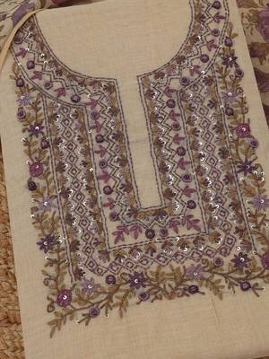 embroidered linen unstitched dress material 5