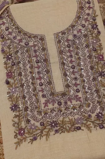 embroidered linen unstitched dress material