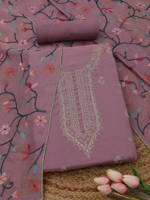 embroidered  cotton unstitched dress material 1