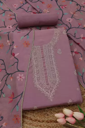 embroidered  cotton unstitched dress material