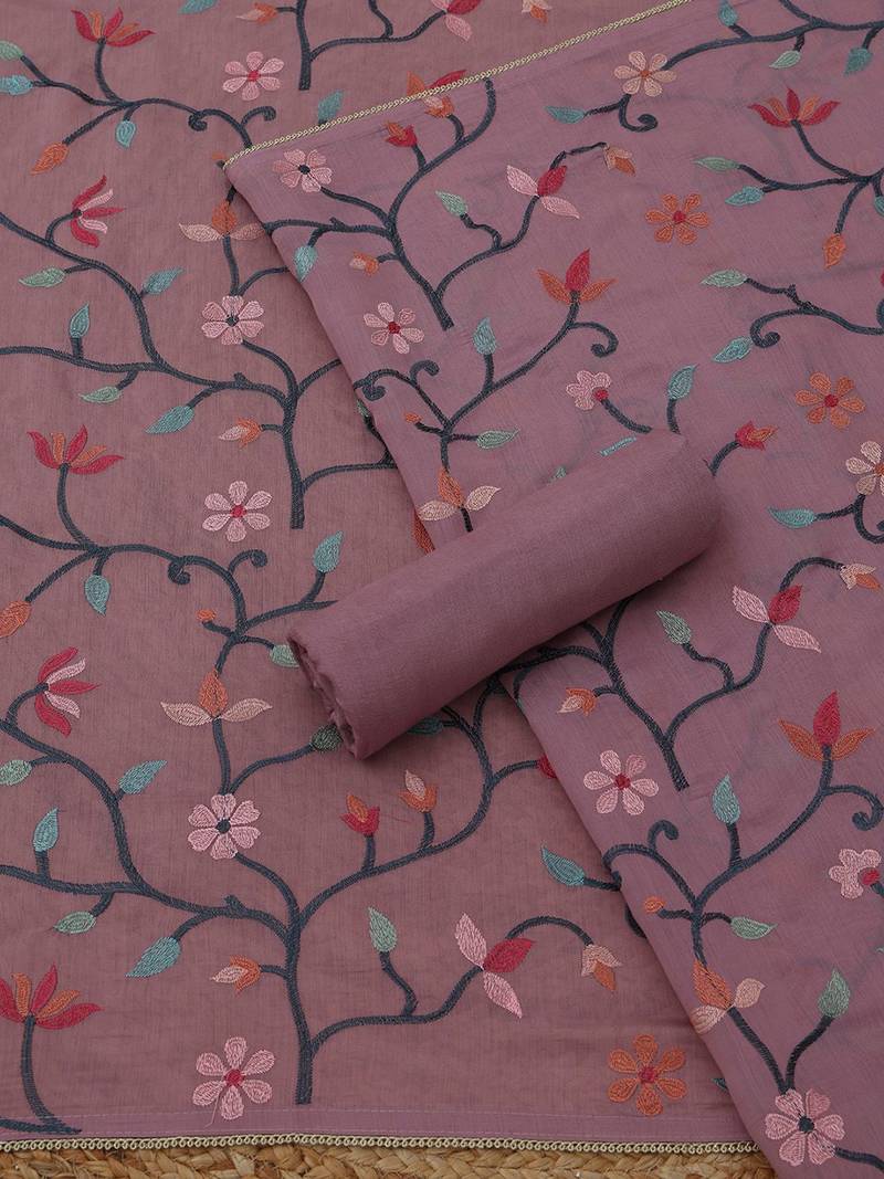 embroidered  cotton unstitched dress material