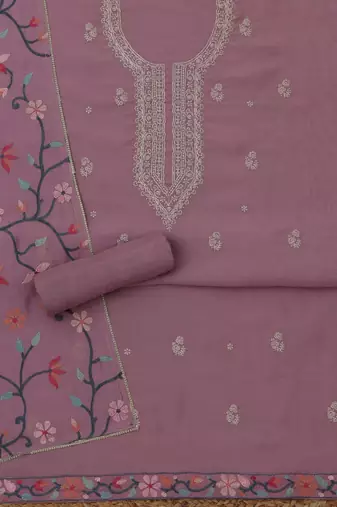 embroidered  cotton unstitched dress material