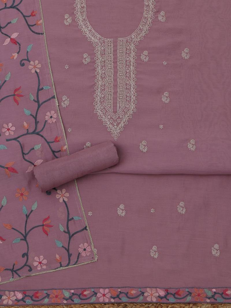 embroidered  cotton unstitched dress material