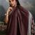 Brown ajrak satin block print saree with blouse piece