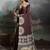 Brown ajrak satin block print saree with blouse piece