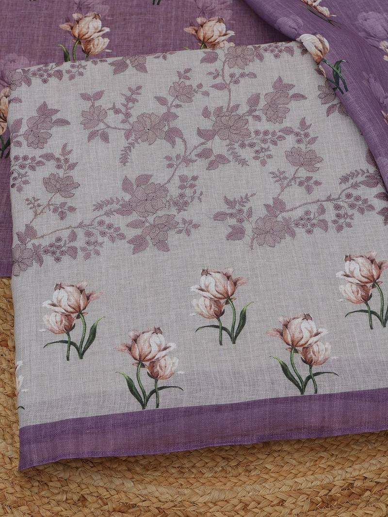 printed linen unstitched dress material