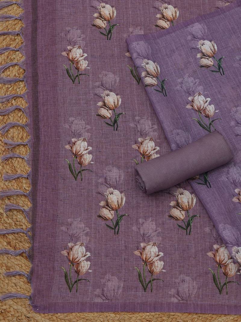printed linen unstitched dress material