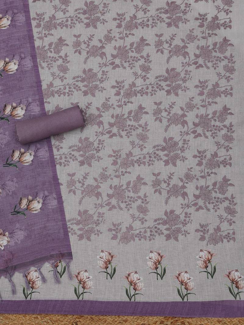 printed linen unstitched dress material