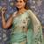 Sea green floral printed embroidered organza saree