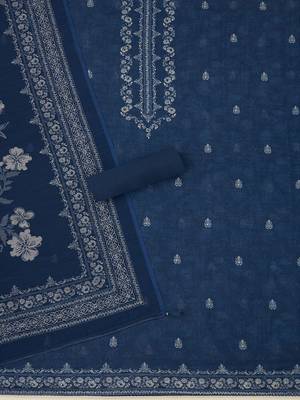 floral printed sequinned linen unstitched dress material 3