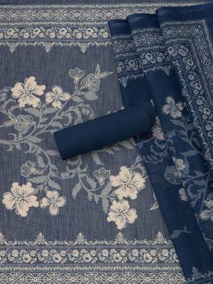 floral printed sequinned linen unstitched dress material 5