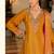 Saffron yellow chinon full stitched free size wedding size upto 44