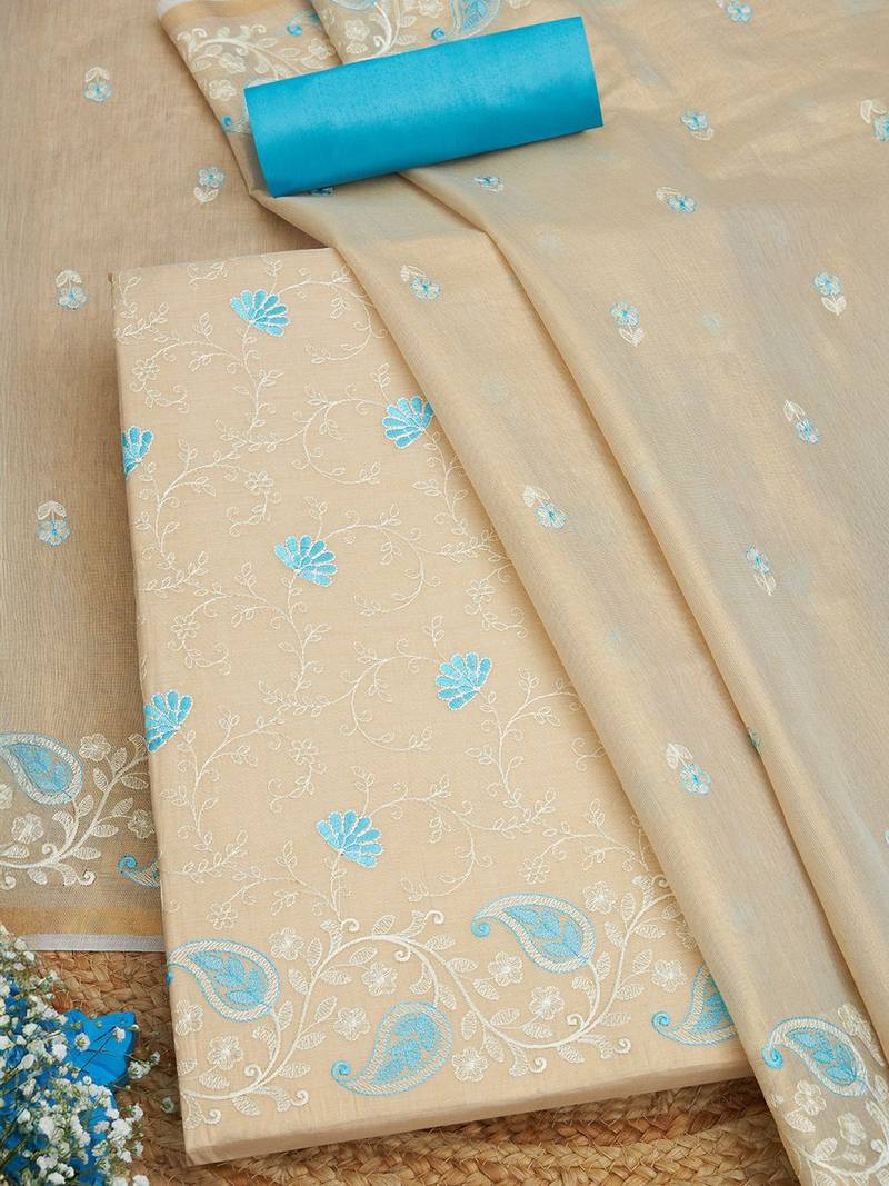 embroidered floral embroidered thread work unstitched dress material