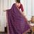 Purple badshah bandhani printed with embroidered saree with unstitched blouse