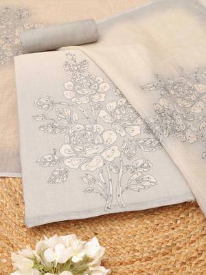 printed linen unstitched dress material 1