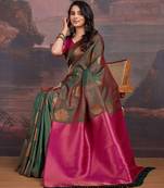 Green woven design banarasi zari sarees