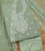 floral embroidered organza unstitched dress material