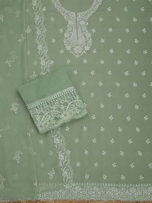 floral embroidered organza unstitched dress material 3
