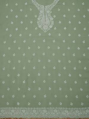 floral embroidered organza unstitched dress material 4