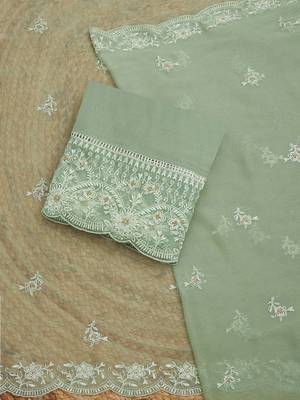 floral embroidered organza unstitched dress material 5