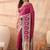 Burgundy woven design banarasi sarees with unstitched blouse
