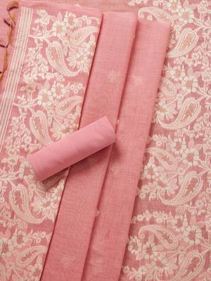 floral woven design unstitched dress material 3