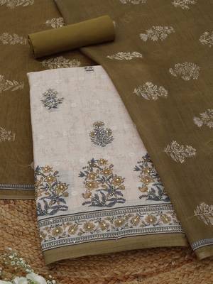 printed linen unstitched dress material 1