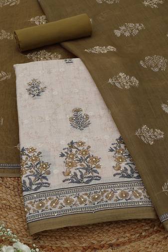 printed linen unstitched dress material