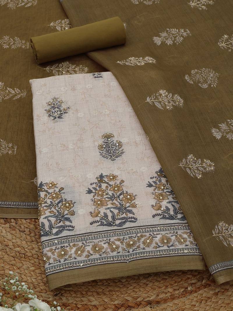 printed linen unstitched dress material
