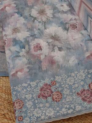 printed linen unstitched dress material 1