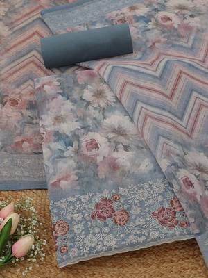 printed linen unstitched dress material 2
