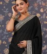 Black embellished pure georgette sarees