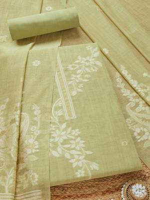 floral woven design chanderi unstitched dress material 1