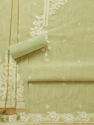 floral woven design chanderi unstitched dress material 2