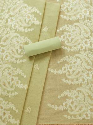 floral woven design chanderi unstitched dress material 3