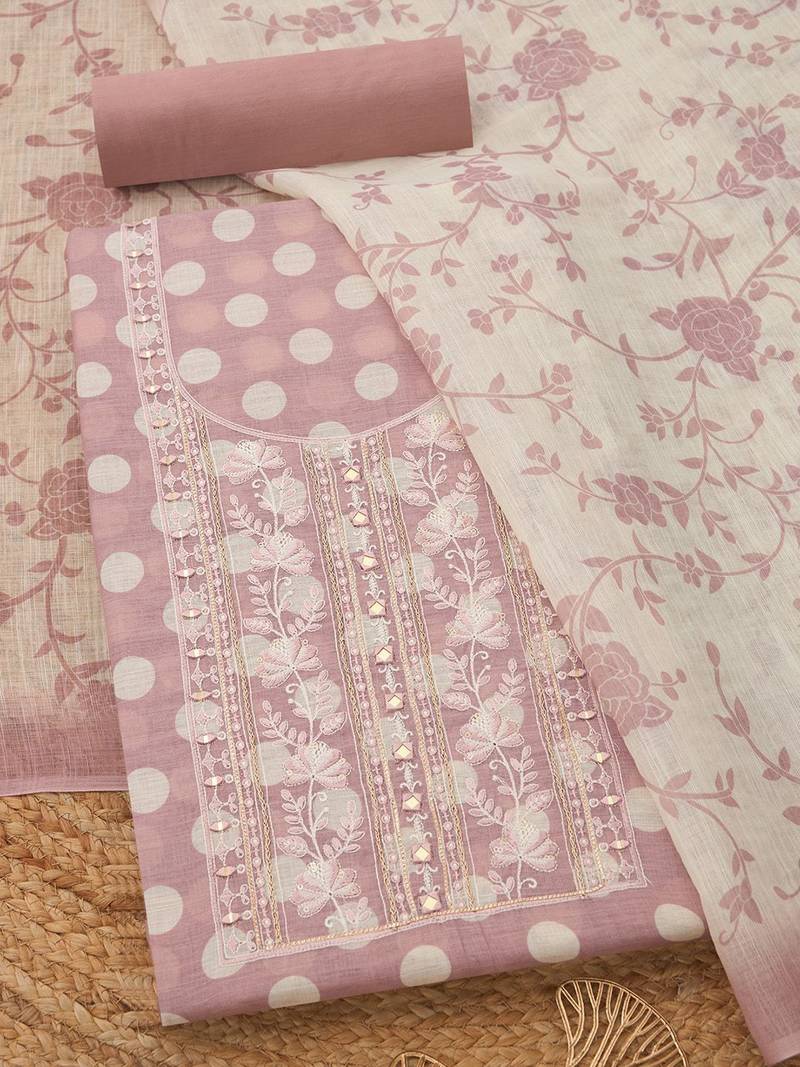 embroidered  cotton unstitched dress material
