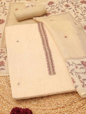 embroidered linen unstitched dress material 1